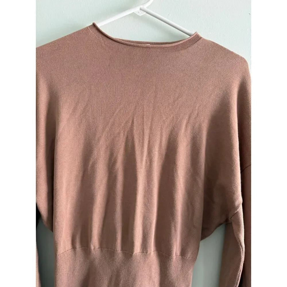Nordstrom Open Edit | Brown Preppy Long Sleeve Tie Back Sweater Casual Knit
